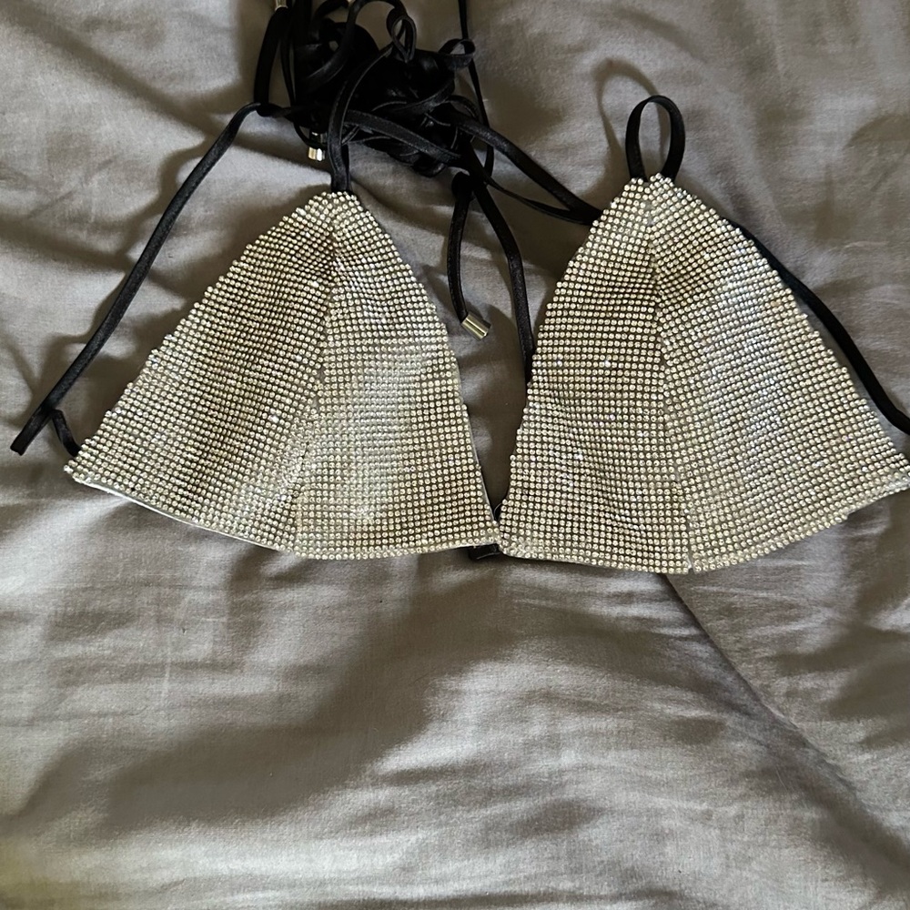Dolls Kill Poster Girl rhinestone bra
